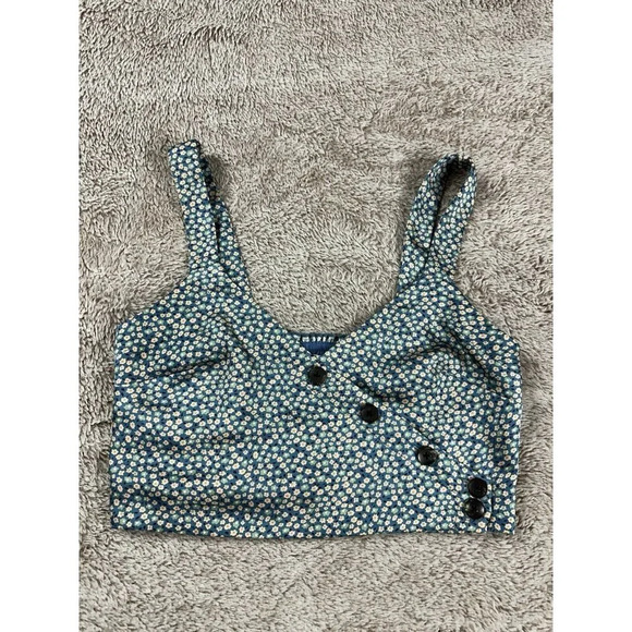 Madewell Women’s Button-Wrap Crop Tank in Bitsy Floral Size 4 - Picture 4 of 15